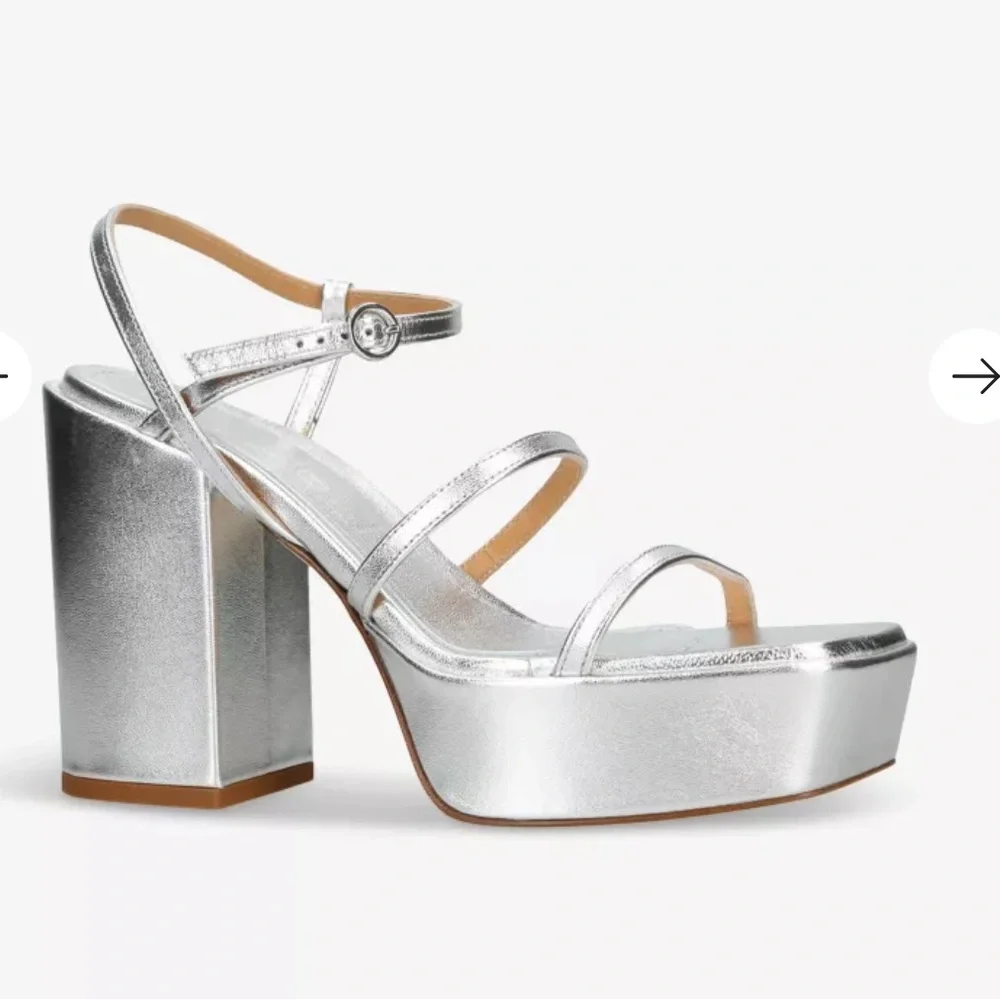 AEYDE Katalin strappy leather heeled sandals 425 Silver Platform Block Heel 39